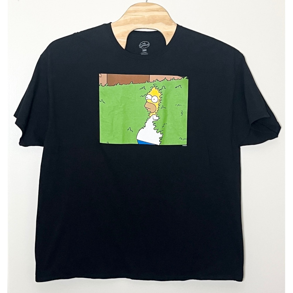 The Simpsons Homer Simpson Backing Into Hedge Meme Graphic T-Shirt Black 2XL